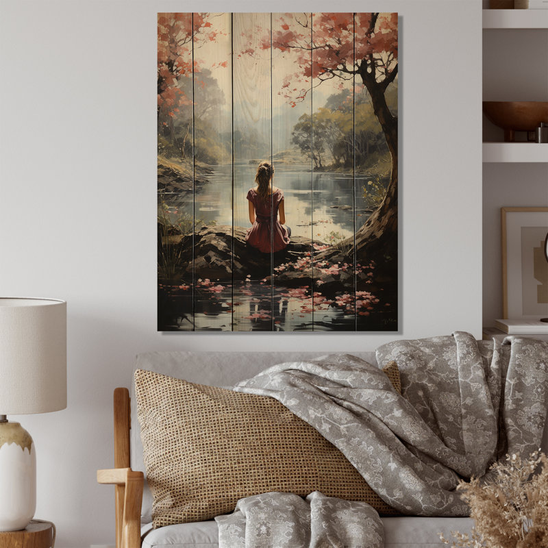 Pink Brown Meditation Serenity In Nature, 32" H x 24" W x 0.78" D