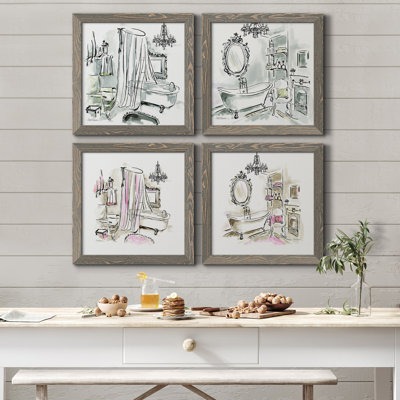 " Opulent Bath I " 4 - Pieces Painting Print