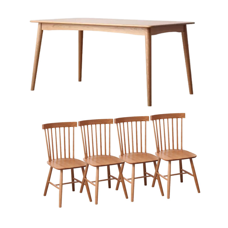 Table solid wood rectangle household simple, 7 Pieces: Table, 6 Chairs, 31.49" H x 70.86" W x 29.52" D