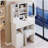 29.2" Small Size Left Drawer Desktop Vanity Table + Cushioned Stool, Large Sliding, Touch Control, Tri-color Switching, Brightness Adjust LED Mirror, High Capacity Storage, Suitable for Small Space