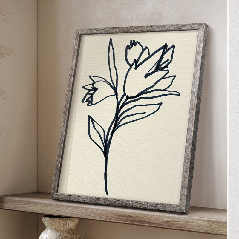 «Floral Marker I», reproduction encadrée - bois massif, H 30 po x l 24 po