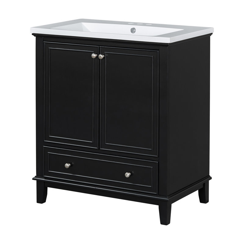 Meuble-lavabo 30 po avec lavabo, Noir, noir, noir, noir