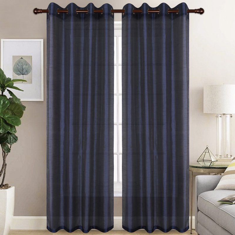 Diredra Polyester Semi-Sheer Curtains, Navy
