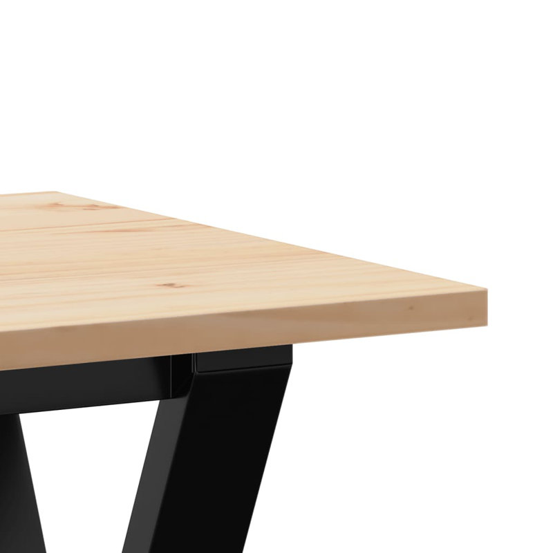 Coffee Table Y-Frame 100X50 Cm Solid Wood Pine And Steel, 45cm H x 100cm W x 50cm D