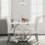 Ensemble de table de salle à manger 5 pièces moderne blanc et argent avec 4 chaises en cuir blanches-1558568108-1558568110-1558568114