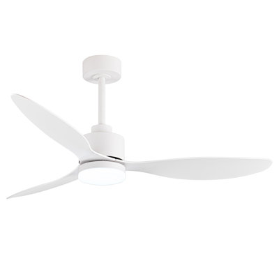 Loritta 52'' 3 - Blade Large Indooor Ceiling Fan With Light Kit and Remote, 3 LED Colors, 6 Speed Noiseless DC Motor, Timer