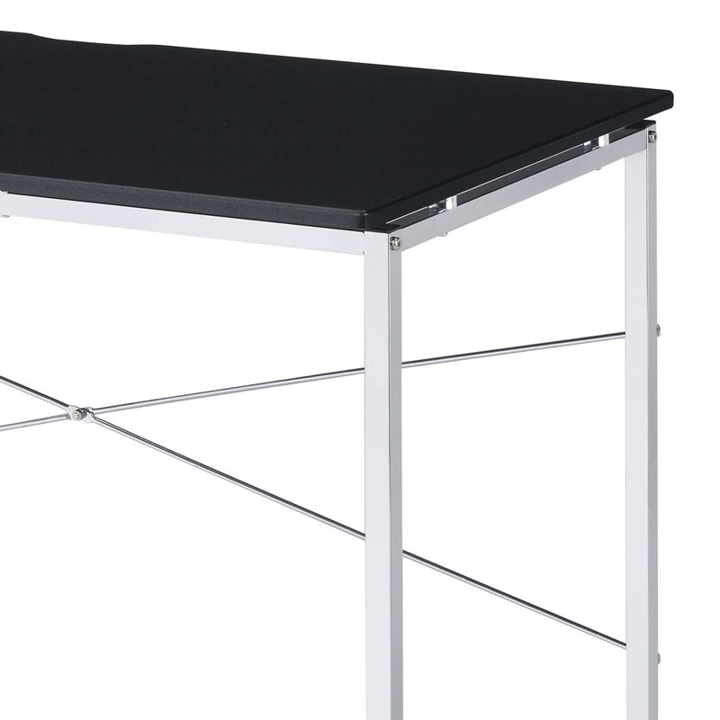 Erik Rectangular Writing Desk with Metal Frame, Black