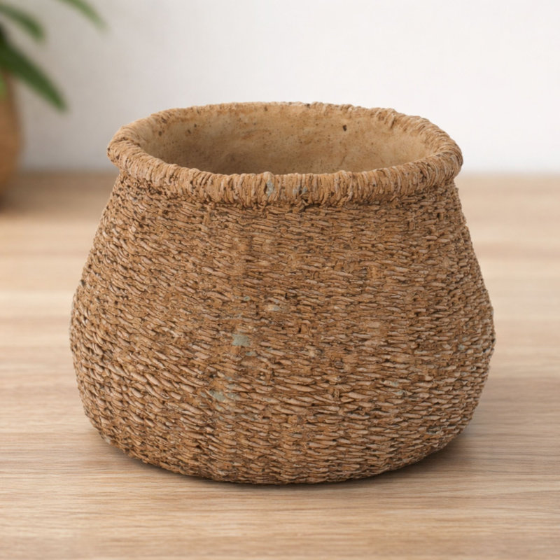 Vase en ciment tressé tressé 6 po