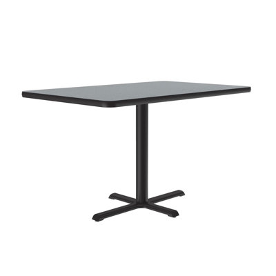 Correll 30x48 Caf Bistro Bar Table, Rectangular, Gray Granite Laminate Top, Black Cast Iron Base, Leveling Glides
