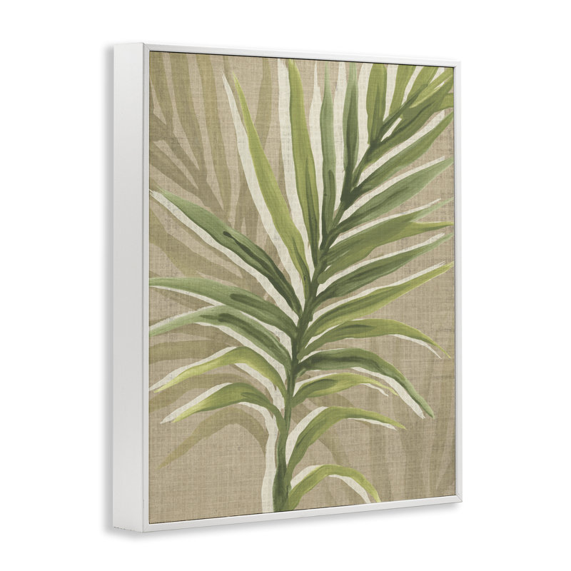 Rustic Palm Plant Framed Giclee, design by June Erica Vess, 14" H x 11" W, Coastal White Framed Giclee