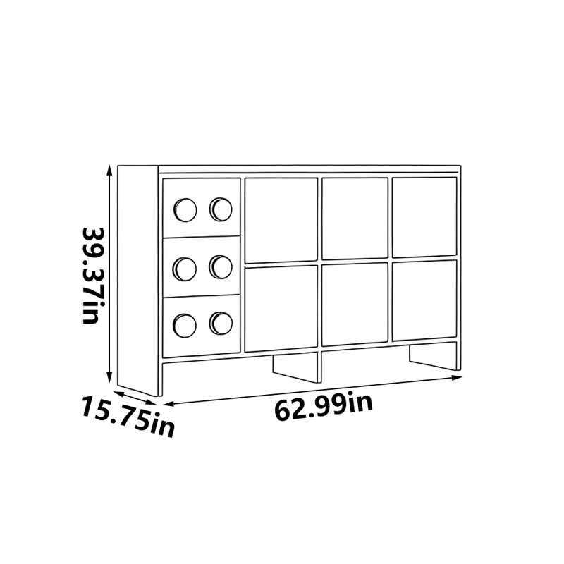 Rangement à chaussures de style rétro, H 39,37 po x l 63 po x P 15,75 po