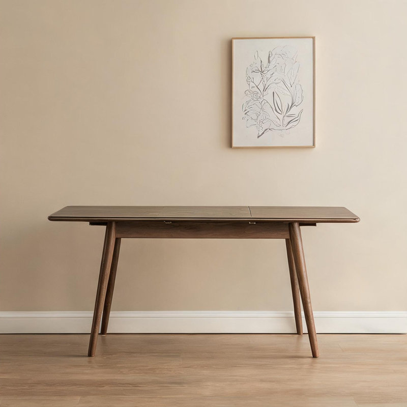 Table de salle à manger extensible pour cuisine ou salle à manger, 4 à 8 couverts, construction en chêne massif, finition marron