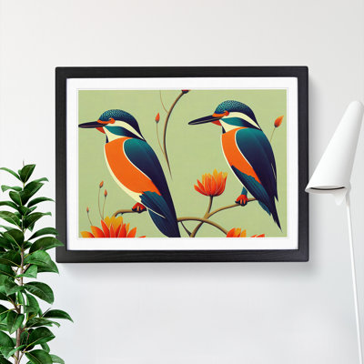 Kingfisher Birds Deco - Framed Print
