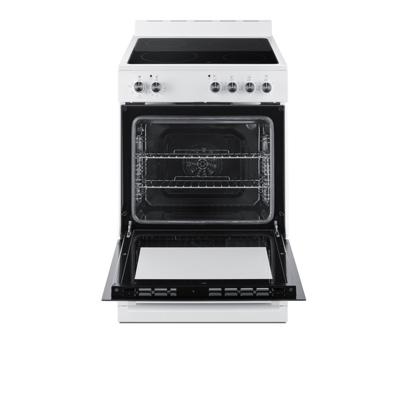 Summit Appliance 24" W Electric Smooth-Top Range, White/Black