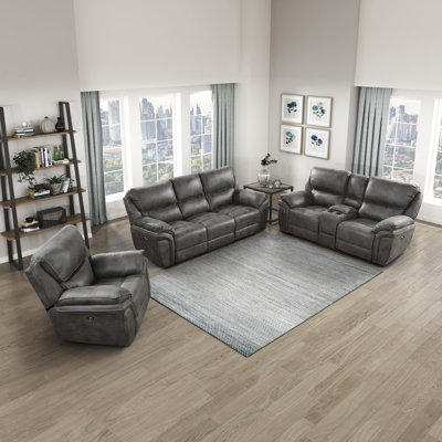 Ensemble de canapé inclinable en microfibre 3 pièces Larner