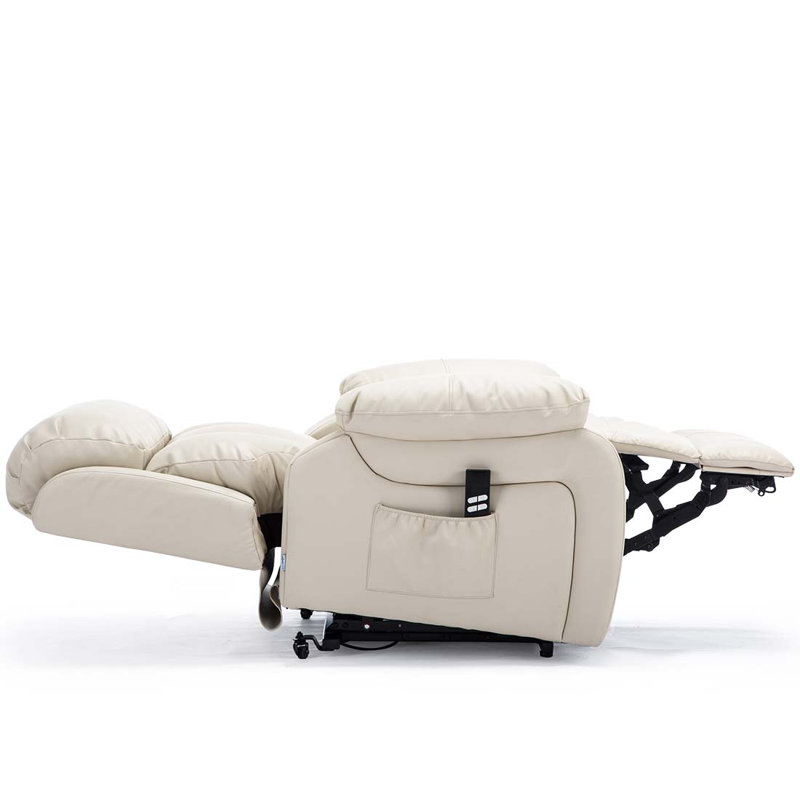96cm Wide Lift Assist Standard Recliner with Massager, Cream, Dual Motor Lift Assist