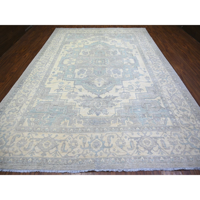 Tapis gris en laine noué à la main 9 pi 9 po x 13 pi 5 po Peshawar 53906C808CBB438286519BF72AFF38EB