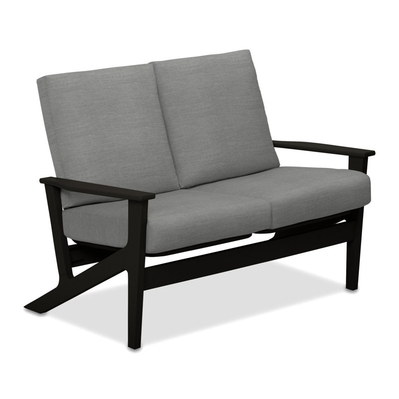 Chrisa 51.5'' Wide Loveseat with Cushions, Canvas Granite Sunbrella® Canvas, Textured Black