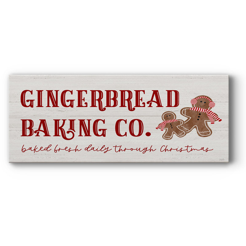 "Gingerbread Bake Co" sur toile, art textuel, H 12 po x l 30 po x P 1,5 po
