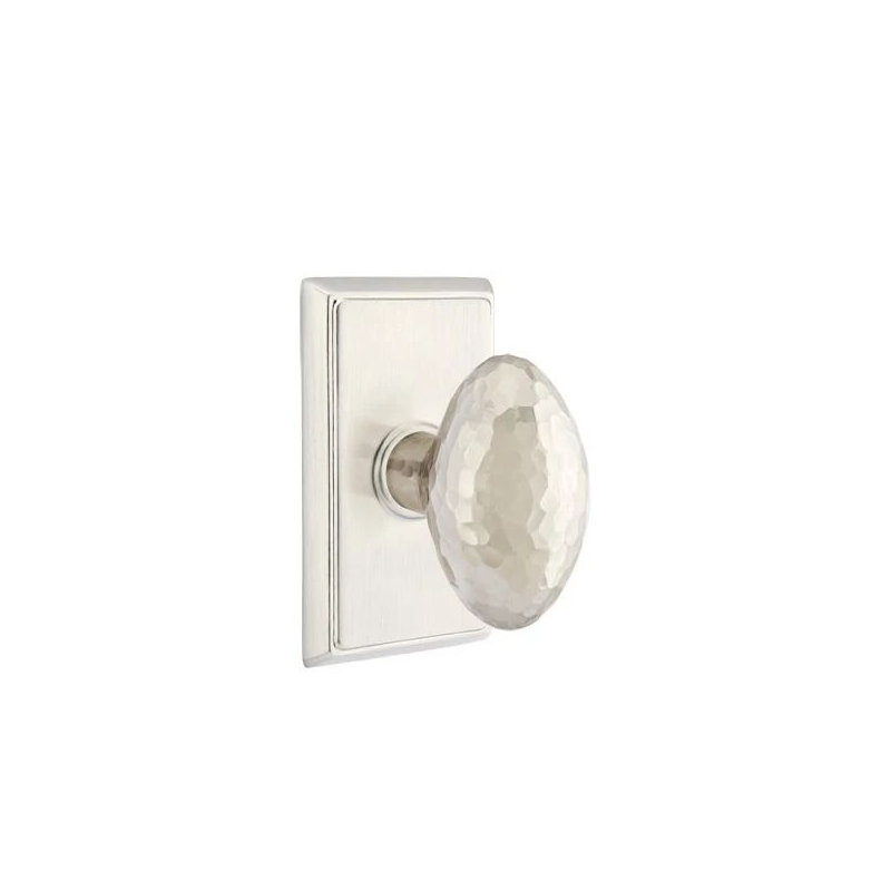 Emtek Passage Interior Mortise Set w/ Rectangular Rosette & Hammered Egg Knob (RH)