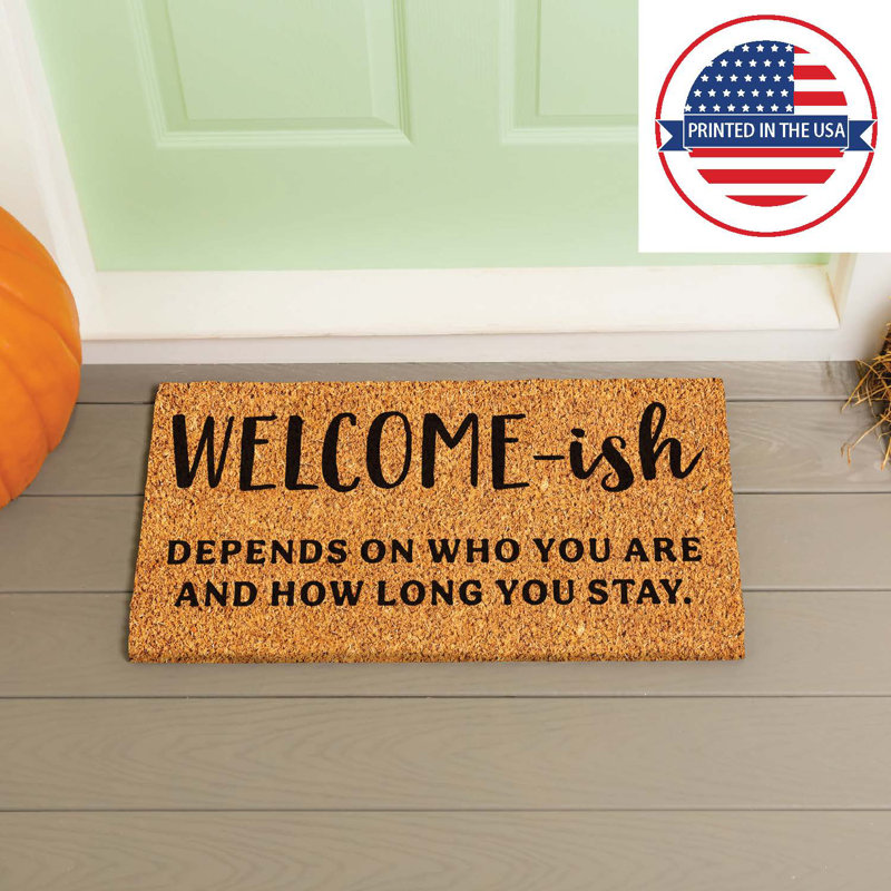 Clontarf 28 in. x 16 in. "Welcome-Ish" Indoor/Outdoor Coir Doormat