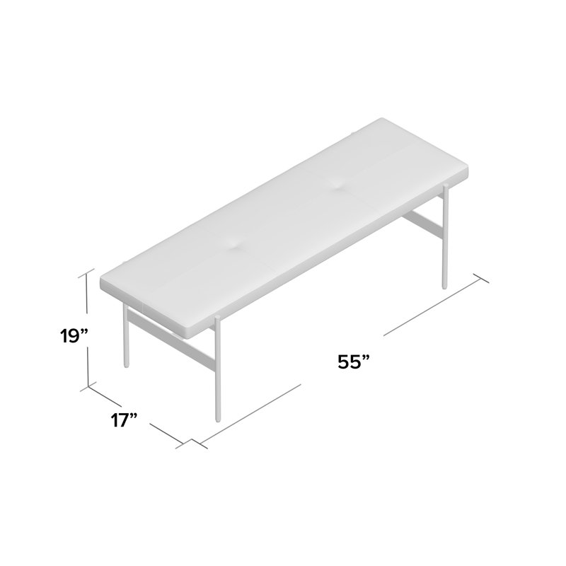 Daybench Genuine Leather Upholstered Bench, Ink Genuine Leather, Oblivion, 14" H x 75" W x 24" D