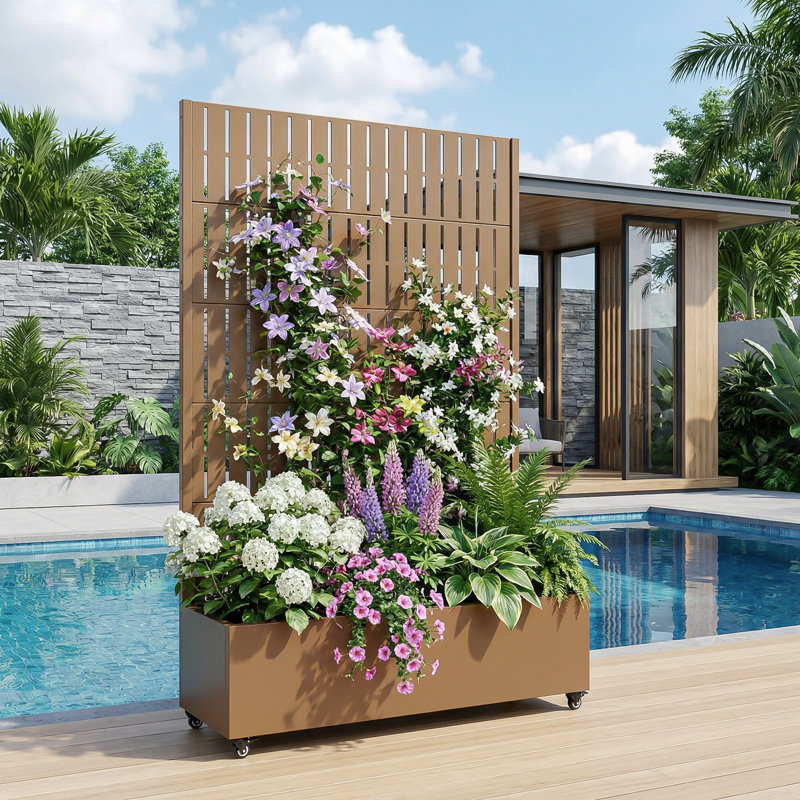 Metal Planter Box, Black, 182.9cm H x 119.4cm W x 40.6cm D