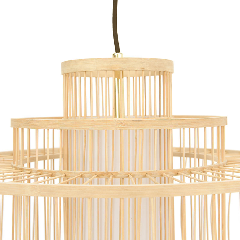 Luminaire suspendu géométrique unique à 1 lumière Barbesco, Naturel