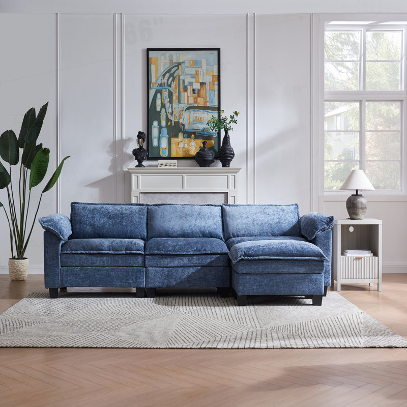 Versatile Modular Sofa with Ottoman for Various Spaces and Comforts, Navy