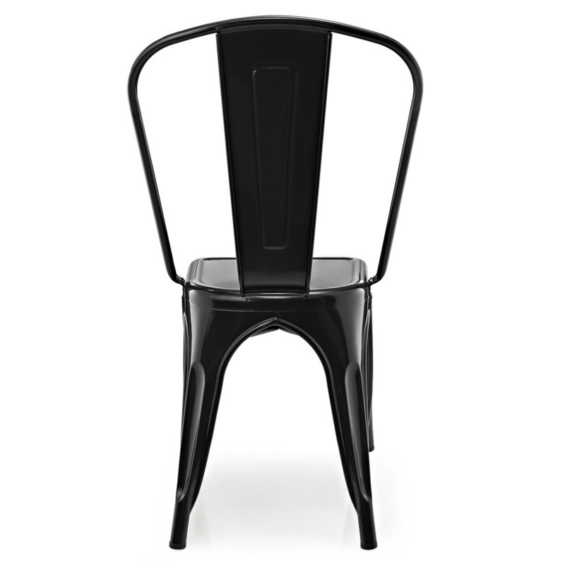 17'' H Metal Stacking Side Chair, Black
