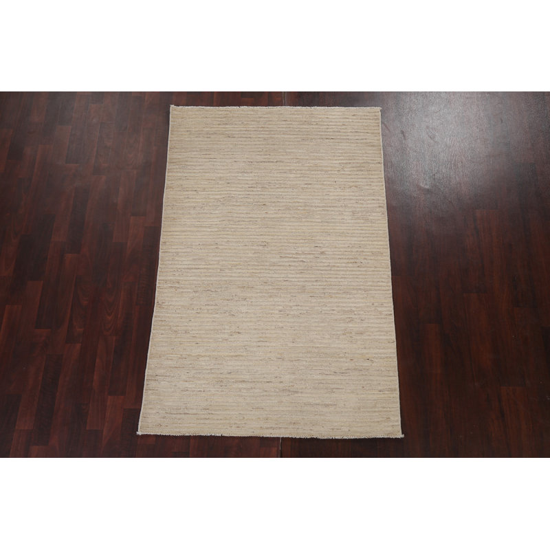 One-of-a-Kind 4'1" x 6'5" New Age Rectangle Wool Area Rug in Beige