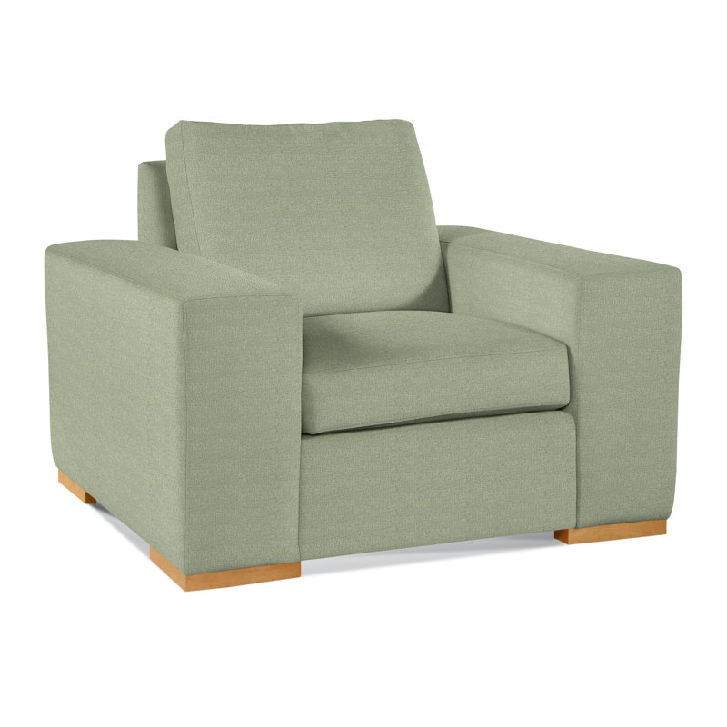 Memphis Armchair, Green Performance Fabric; 0851-54, Havana
