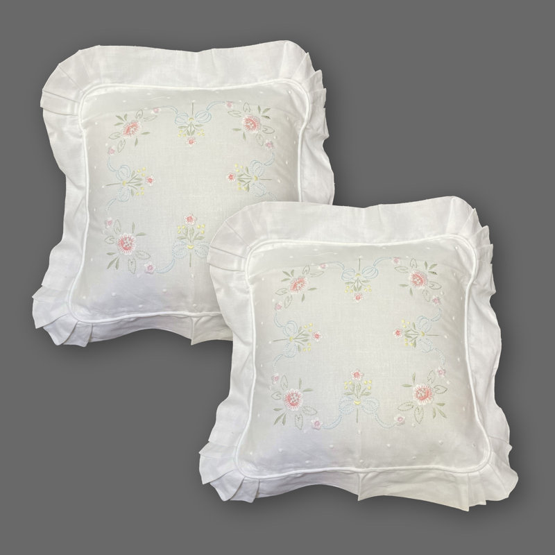 Ensemble de coussins brodés à motif floral rétro 2 pièces
