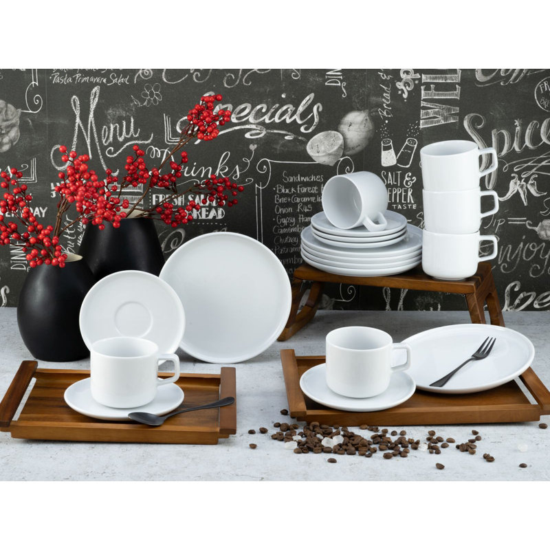 Chef Collection Piece Dinnerware Set - Service for 6, White