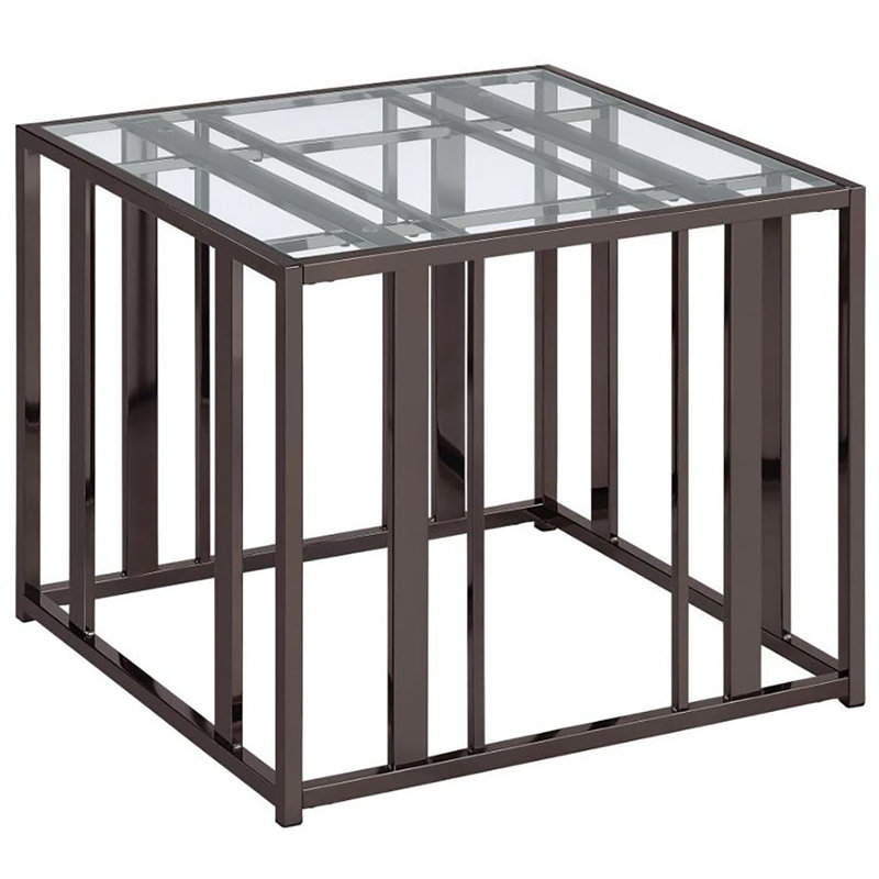 Anthoins Glass Top End Table, Brown
