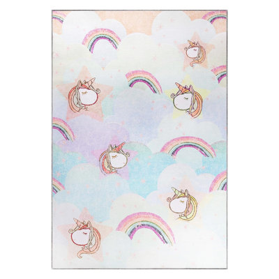 Tapis d'intérieur à thème arc-en-ciel et licorne Mondale pour chambre d'enfant