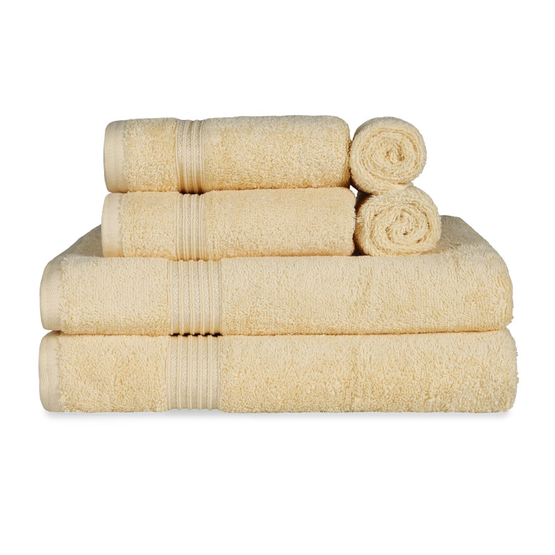 100% Standard Cotton Luxury Bathroom Towel (Set of 6), Beige