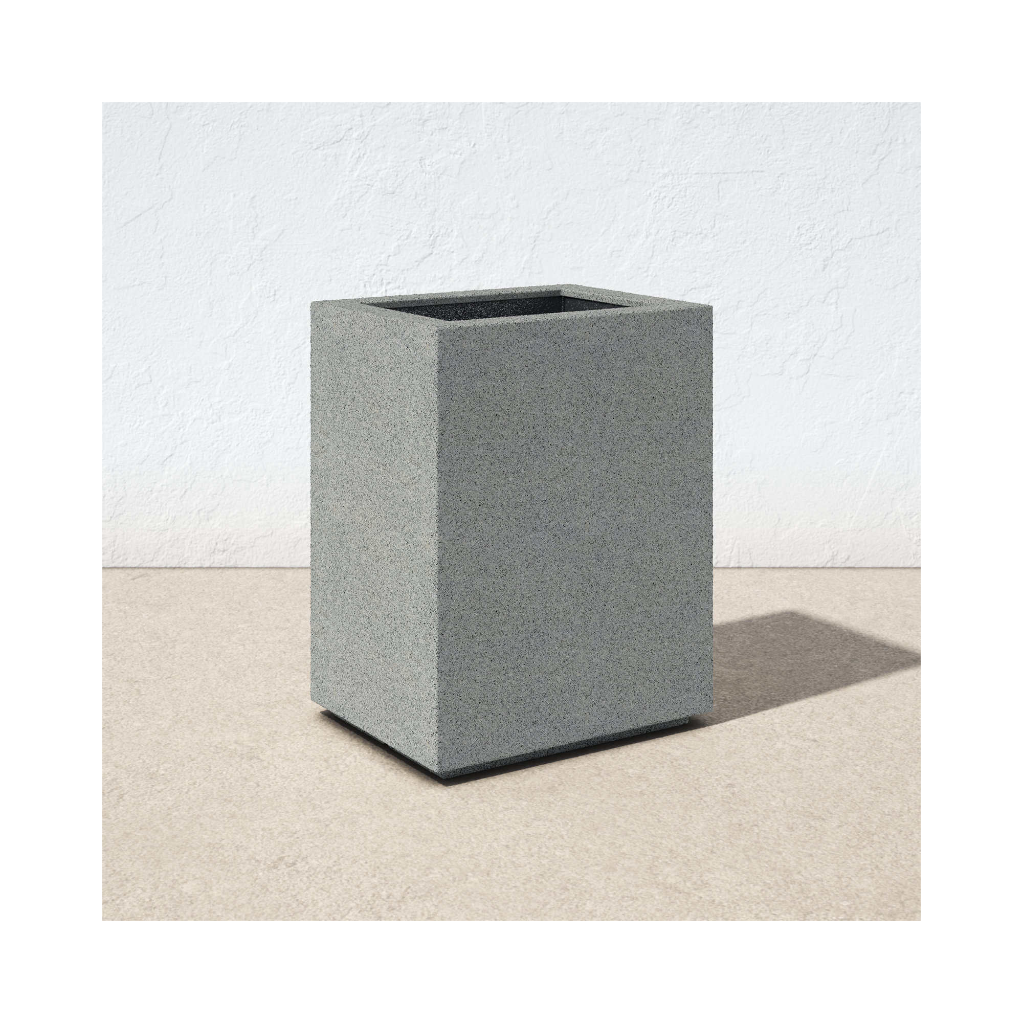 Langer Tall Lightweight Outdoor 23" x 18" x 30" Column Planter Box, Gray Granite
