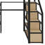 Lit mezzanine en métal avec escalier, bureau intégré et tablettes