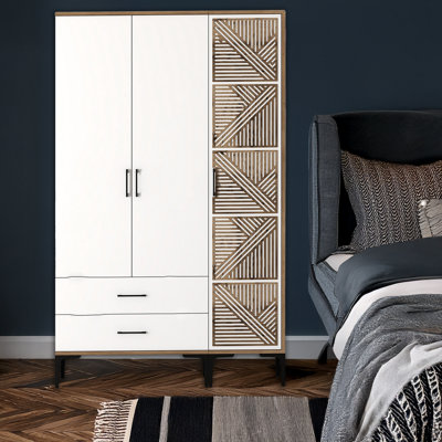 Freestanding Armoire Wardrobe With 2 Drawers