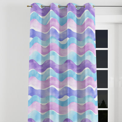Kids Abstract Blackout Curtains - Playful Waves Grommet Curtain - 1 Panel