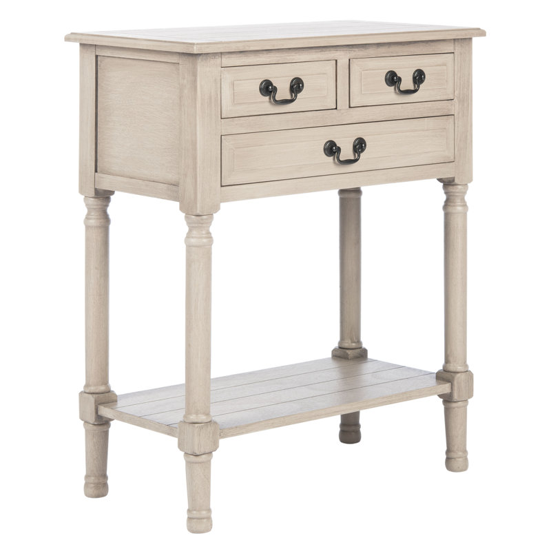 Console rustique 23,5 po - Bois massif durable avec 3 tiroirs et pieds de rangement tournés, Grèges
