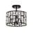 Ellen 4-light Black Crystal Glass Prism Round Drum Shade Flush Mount