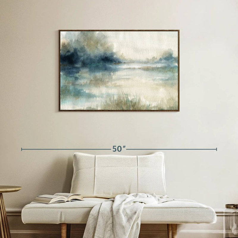Still Still Waters II, 37 po x 25 po, Cadre flottant noyer