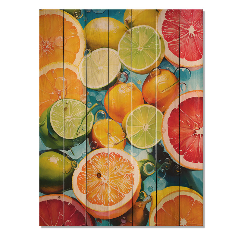 Collage alimentaire «Popart» - impression sur bois sans cadre, H 40 po x l 30 po x P 0,78 po