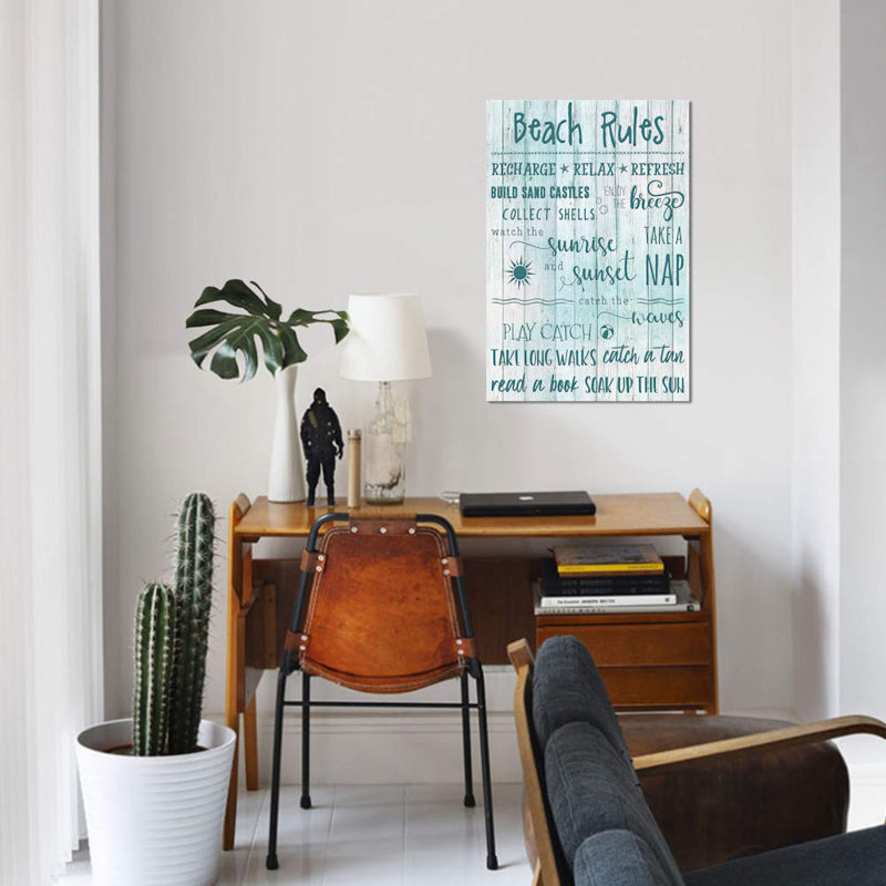 " Beach Rules " by Natalie Carpentieri, 26" H x 18" W x 1.5" D, Wrapped Canvas, No Mat