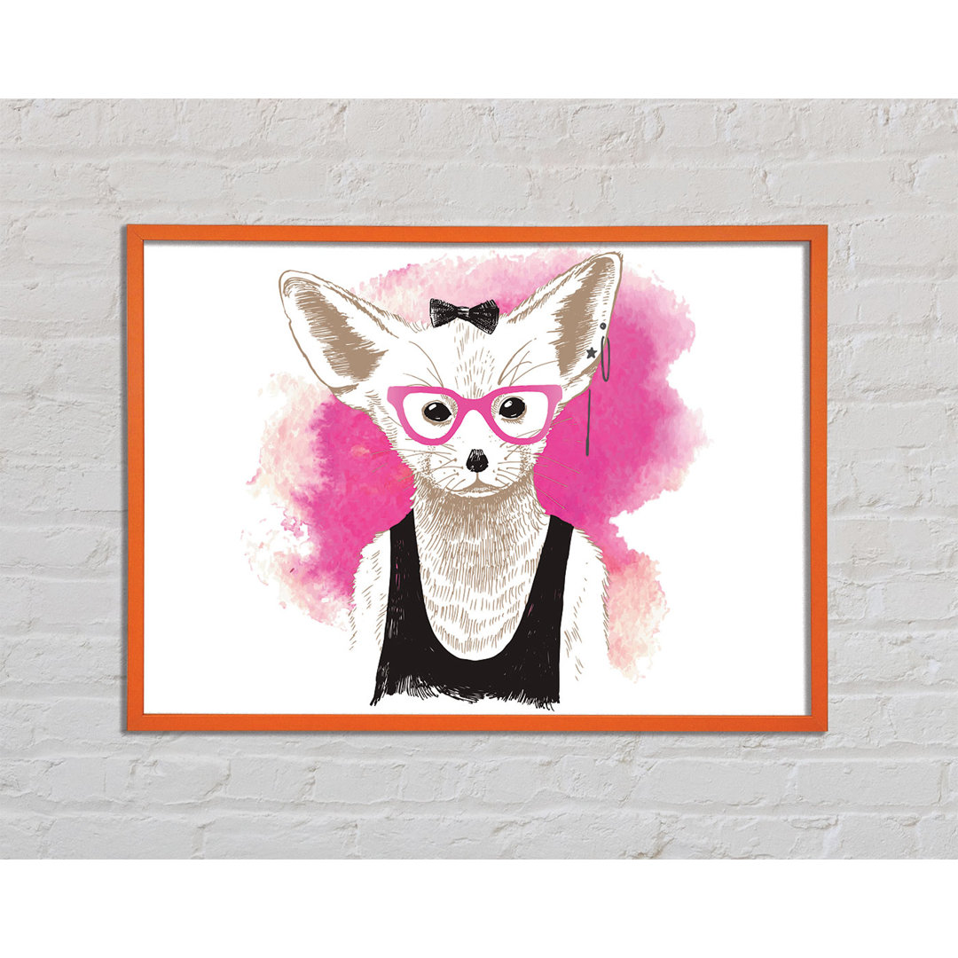 Arctic Fox Bow Pink Glasses - Einzelner Bilderrahmen Kunstdrucke