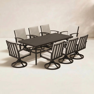 Whittlesey Rectangular Aluminum Dining Set with Cushions