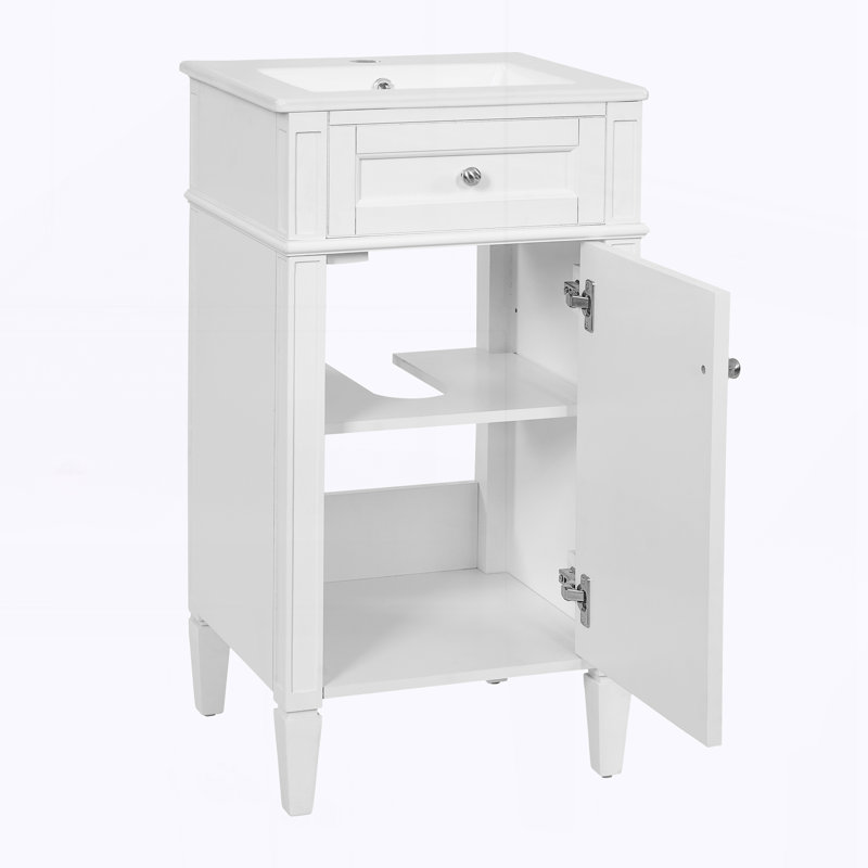 Meuble-lavabo 18 po avec lavabo en céramique, White
