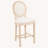 French Country Wooden Barstools with Upholstered Seating ,Beige ,Set  of 2